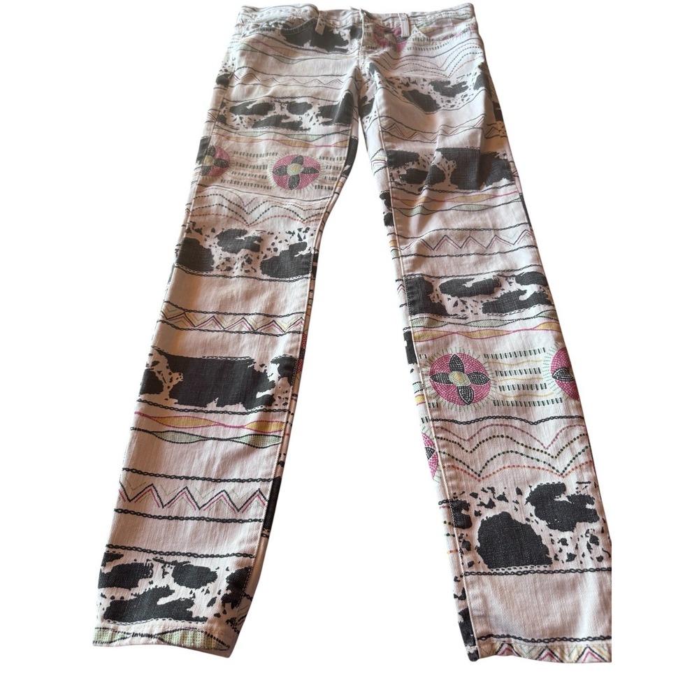 Current Elliot The Ankle White Skinny Jeans Women's 28 Vintage Tribal Destroy
